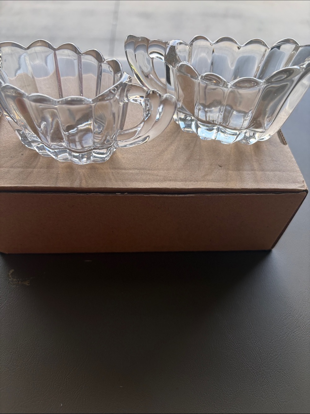 Heisey crystolite Clear Glass Creamer and Sugar Set. Bridal or Celebrating!